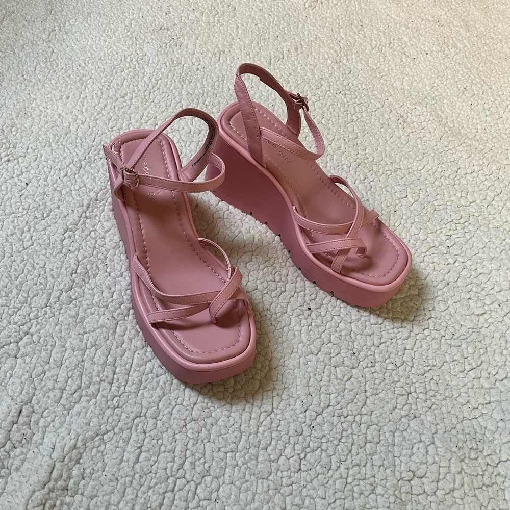 Pink Madden Girl platform sandals